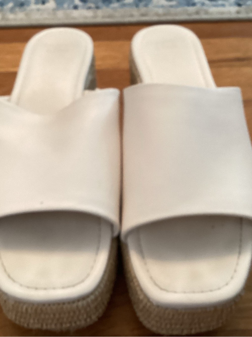 Abercrombie & Fitch White Slide Platform Mules